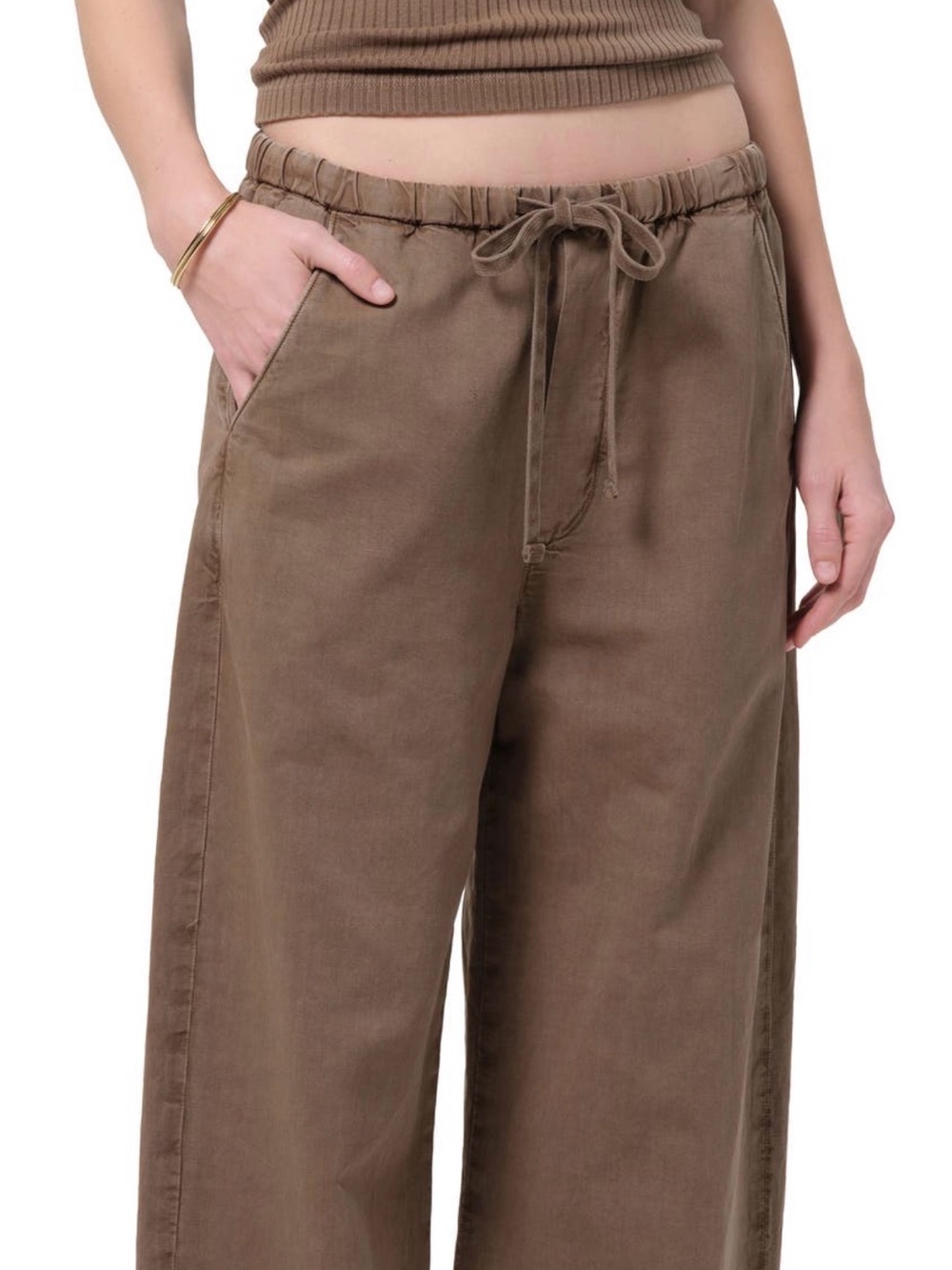 NWT EXTRA SMALL XS Citizens Of Humanity AURORA Wide Leg Drawstring Pants COCOA